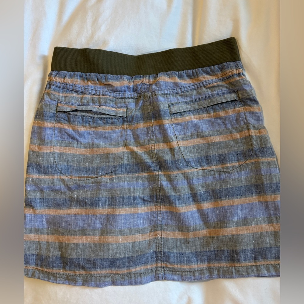 Toad&Co Blue and Orange Striped Linen Mini Skirt - Picture 3 of 4
